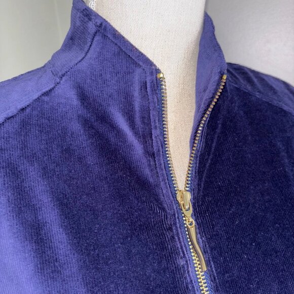 Susan Graver Weekend navy blue velour zip front sleeveless vest size Large - Picture 3 of 9